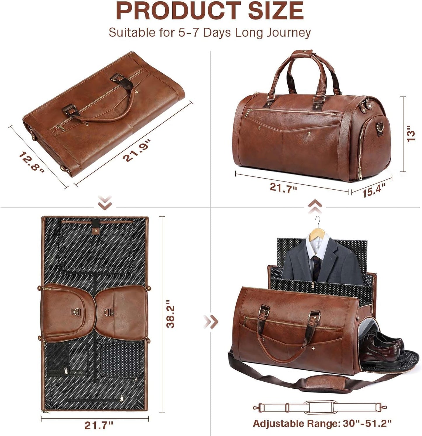 Garment Duffle Bags for Travel, Carry on Convertible Duffle Garment Bag for Men Women - 3 in 1 Hanging Suitcase Suit Business Travel Bag